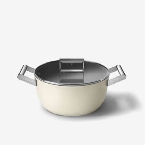 Casserole crème SMEG revêtement anti-adhésif années 50 CSF2412CRM