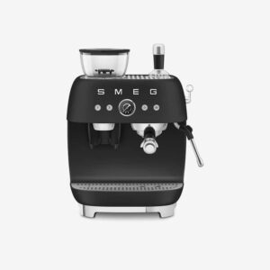 Machine à café expresso noir mat manuelle avec broyeur à grain intégré années 50 EGF03BLMEU
