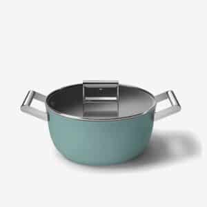 Casserole vert émeraude SMEG revêtement anti-adhésif années 50 CSF2412EGM