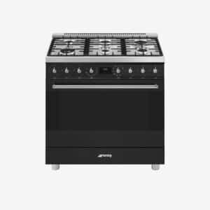 Cuisinière à gaz noir mat SMEG centres de cuisson Classica C9GMMB2