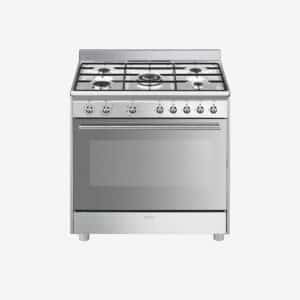 Cuisinière à gaz inox SMEG centres de cuisson Classica SX91GM
