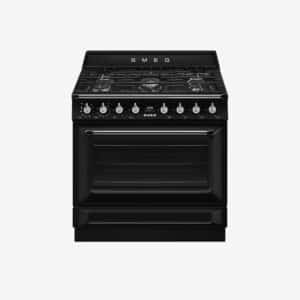 Cuisinière à gaz noir SMEG centres de cuisson Victoria TR90GPBL