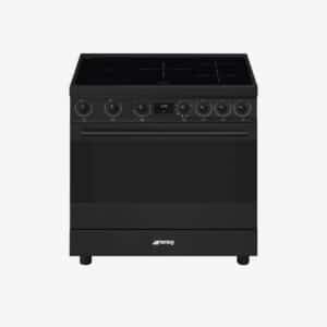 Cuisinière à induction noir mat SMEG centres de cuisson Classica C9IMN2