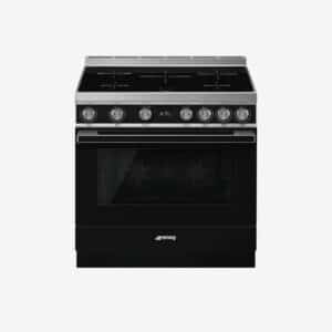Cuisinière à induction noir SMEG centres de cuisson Portofino CPF9IPBL