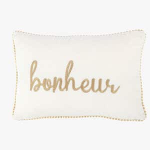 Coussin Bonheur Textile Blanc/Or