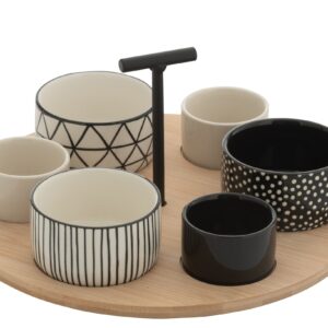 Service A Tapas 6 Sets+Plateau Bambou Boite Noir/Blanc J-Line