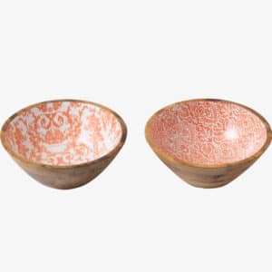 Bol Bois De Manguier Orange/Blanc Medium Assortiment De 2
