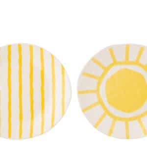 Assiette Ligné Dolomite Blanc/Jaune Clair Large 2pcs  J-Line