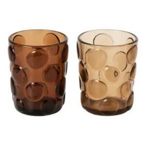 Verre Pois Verre Marron/Marron Foncé Assortiment De 2 J-Line