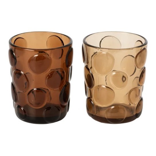 Verre Pois Verre Marron/Marron Foncé Assortiment De 2 J-Line