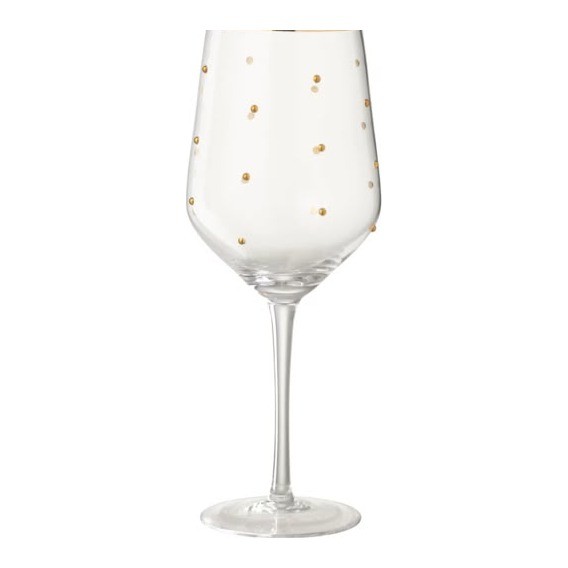 Verre À Vin Pois Verre Transparent/Doré J-Line