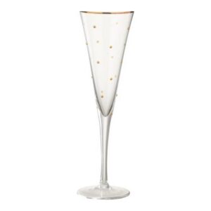 Verre À Champagne Pois Verre Transparent/Doré J-Line