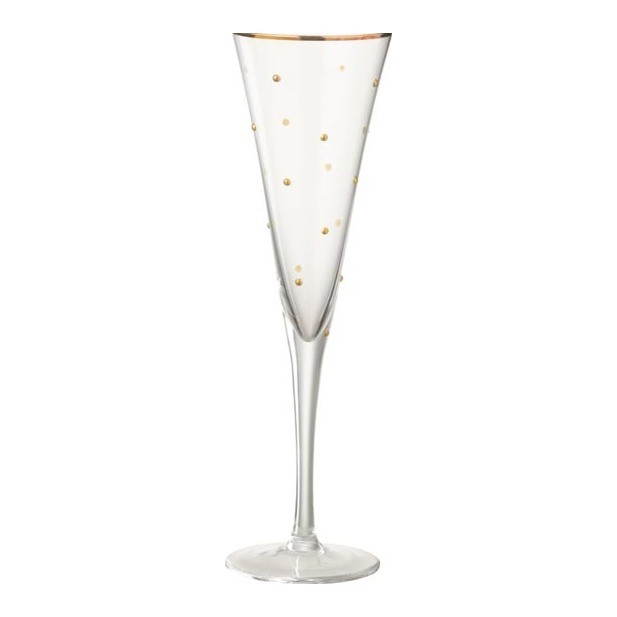 Verre À Champagne Pois Verre Transparent/Doré J-Line
