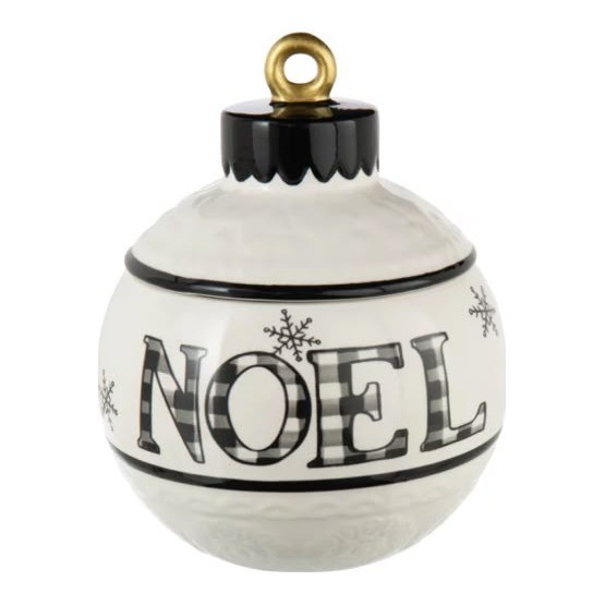 Pot À Provision Boule De Noël Rond Dolomite Blanc/Noir J-Line